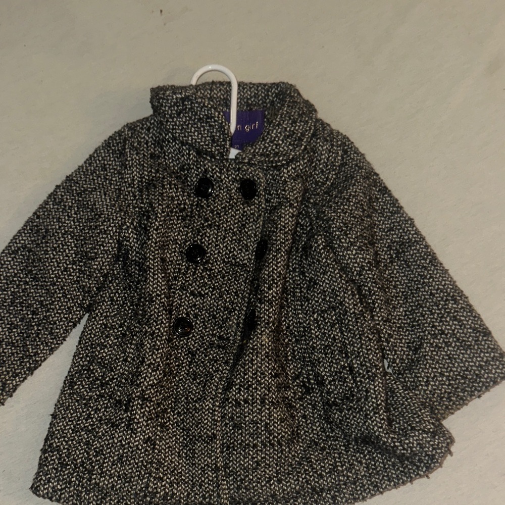 Kids Size 2T Madden Girl Black and White Tweed Pea Coat